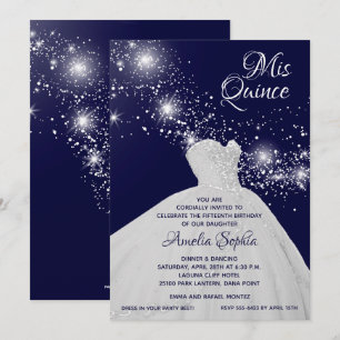 Elegant Quinceañera White Gown Invitations