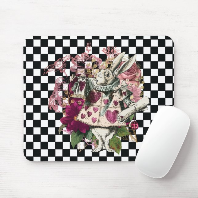 Elegant Rabbit Alice in Wonderland Mouse Mat (With Mouse)