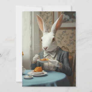 Elegant Rabbit at Tea Time Invitation