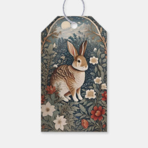 Elegant Rabbit Framed By Flowers and Leaves Gift Tags