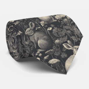Elegant Rabbit Toile Floral Vintage Pattern (10) Tie