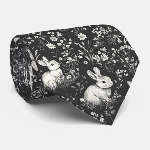 Elegant Rabbit Toile Floral Vintage Pattern (2) Tie
