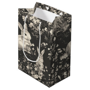 Elegant Rabbit Toile Floral Vintage Pattern (4) Medium Gift Bag