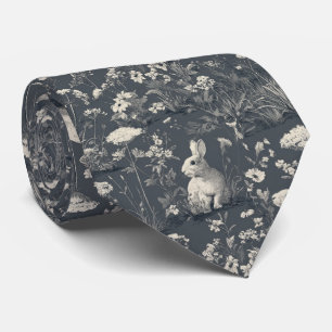 Elegant Rabbit Toile Floral Vintage Pattern (6) Tie