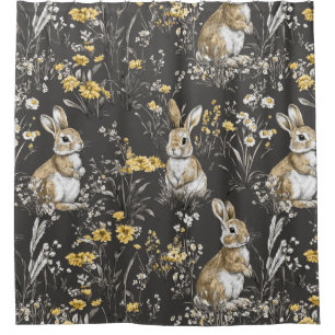Elegant Rabbit Toile Floral Vintage Pattern (9) Shower Curtain