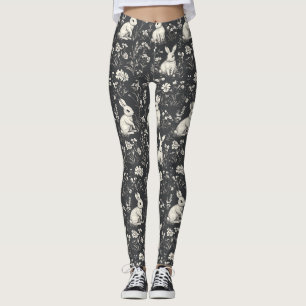 Elegant Rabbit Toile Floral Vintage Pattern Leggings