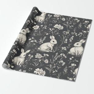 Elegant Rabbit Toile Floral Vintage Pattern Wrapping Paper