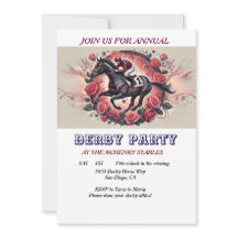 Elegant Race Horse Derby Party Birthday Invitation