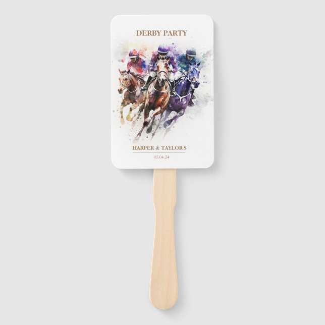 Elegant Race Horse Derby Party Equestrian Hand Fan (Front)