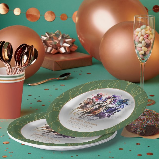 Elegant Race Horse Derby Party Equestrian Paper Plate (Multi)