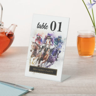 Elegant Race Horse Derby Party Equestrian Pedestal Sign