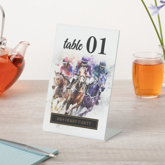 Elegant Race Horse Derby Party Equestrian Pedestal Sign (In SItu)