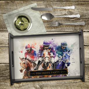 Elegant Race Horse Derby Party Equestrian Serving Tray