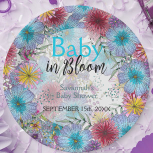 Elegant Radiant Bohemian Flowers Baby in Bloom Paper Plate