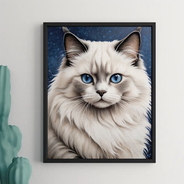 Elegant Ragdoll Cat Portrait Artwork Blue Eyes  Poster (Creator Uploaded)