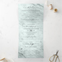 Elegant Rain Dusty Green Metallic Marble Wedding