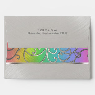 Elegant Rainbow and Silver Filigree Envelopes