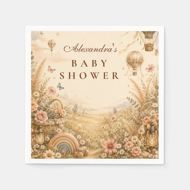 Elegant Rainbow Boho Baby Shower Napkin (Front)
