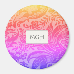Elegant Rainbow Botanical Monogram Magnet