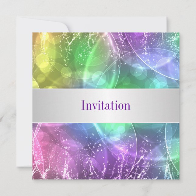 Elegant Rainbow Bubbles 12 Special Birthday Event Invitation (Front)