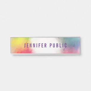 Elegant Rainbow Colours Colourful Trendy Custom Door Sign