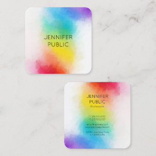 Elegant Rainbow Colours Modern Colourful Template Square Business Card