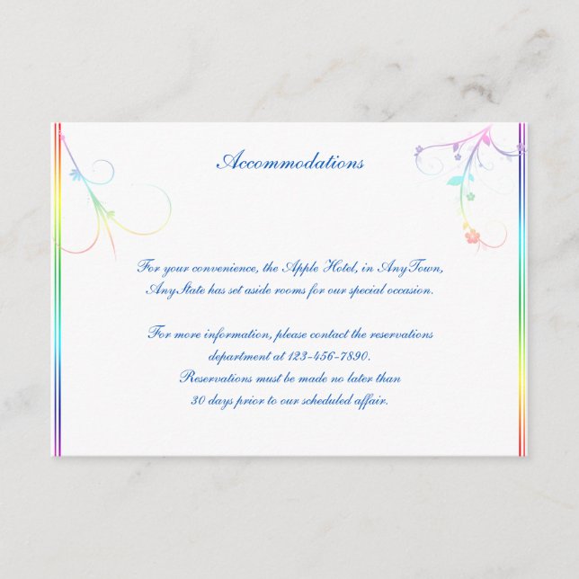 Elegant Rainbow Floral Gay Wedding Insert (Front)