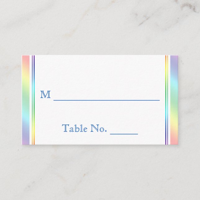 Elegant Rainbow Floral Gay Wedding Place Cards (Front)