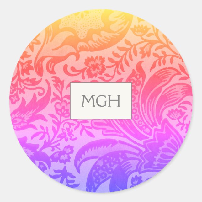 Elegant Rainbow Floral Monogram Envelope Seals (Front)