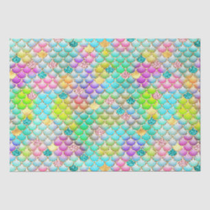 Elegant Rainbow Glitter & Foil Mermaid Scales Tissue Paper