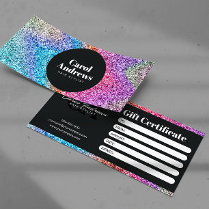 Elegant Rainbow Glitter HairSalon Gift Certificate