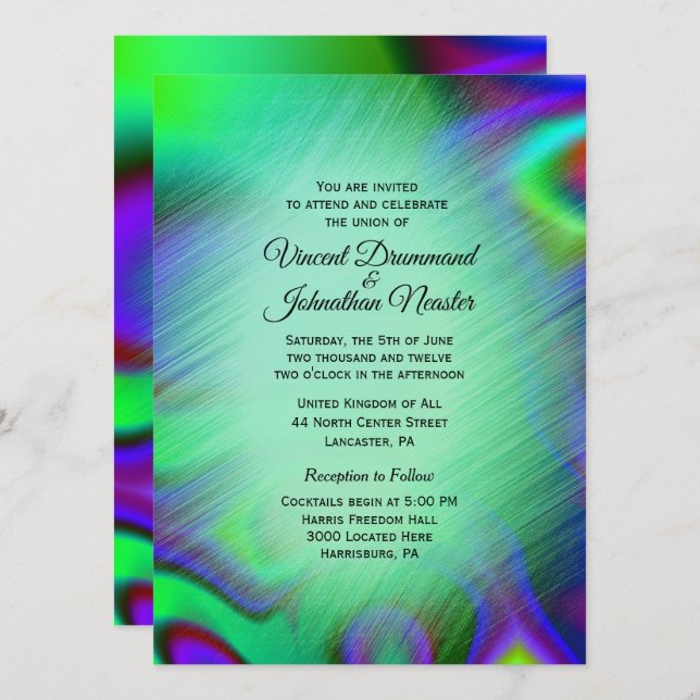 Elegant Rainbow Green  Wedding Invitations (Front/Back)