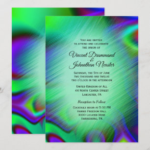 Elegant Rainbow Green Wedding Invitations