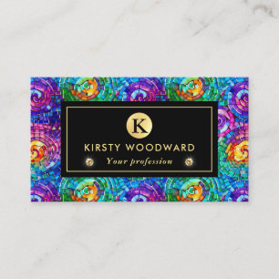 Elegant Rainbow Jewel Tone Mosaic Glass Pattern Business Card