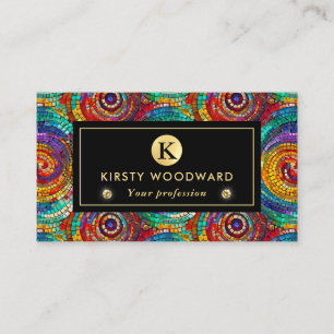Elegant Rainbow Jewel Tone Mosaic Glass Pattern Business Card