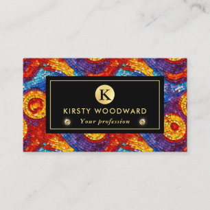 Elegant Rainbow Jewel Tone Mosaic Glass Pattern Business Card