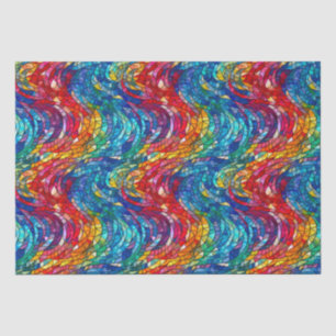 Elegant Rainbow Jewel Tone Mosaic Glass Pattern Tissue Paper