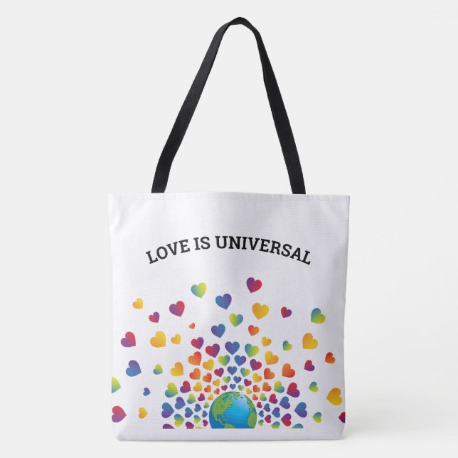 Elegant Rainbow of Hearts Design Tote Bag (Front)