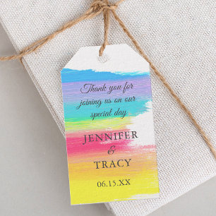 Elegant Rainbow Personalised Colourful Wedding Gift Tags