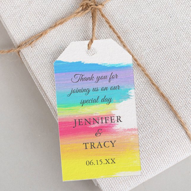 Elegant Rainbow Personalised Colourful Wedding Gift Tags (Creator Uploaded)