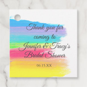 Elegant Rainbow Personalised Lesbian Bridal Shower Favour Tags