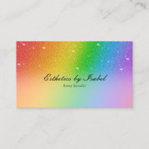 Elegant Rainbow Sparkle Aesthetician Business Card