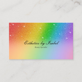 Elegant Rainbow Sparkle Aesthetician Business Card