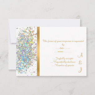 ELEGANT RAINBOW SPARKLE GOLD CUSTOM RSVP CARD
