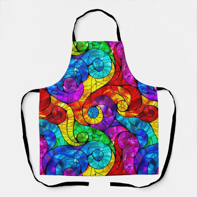 Elegant Rainbow Stained Glass Pattern Apron (Front)