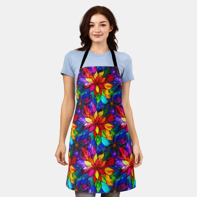 Elegant Rainbow Stained Glass Pattern Apron (Worn)
