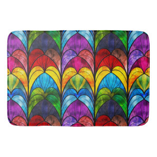 Elegant Rainbow Stained Glass Pattern Bath Mat