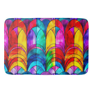 Elegant Rainbow Stained Glass Pattern Bath Mat