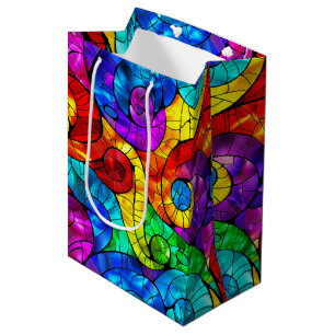 Elegant Rainbow Stained Glass Pattern Medium Gift Bag
