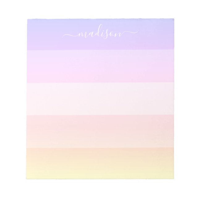 Elegant rainbow striped name notepad (Front)